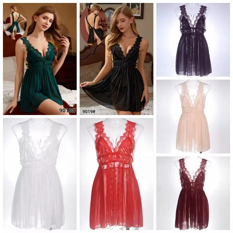 Intimate Lingerie Floral Shoulder Strap Nighty: Back Open Style