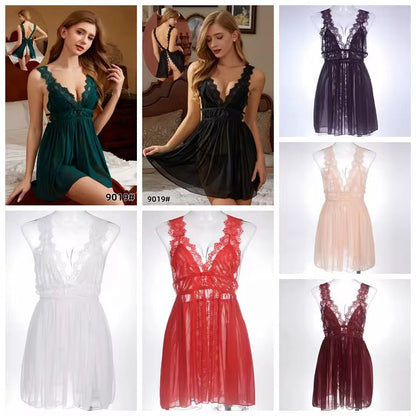 Intimate Lingerie Floral Shoulder Strap Nighty: Back Open Style