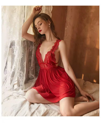 Intimate Lingerie Floral Shoulder Strap Nighty: Back Open Style