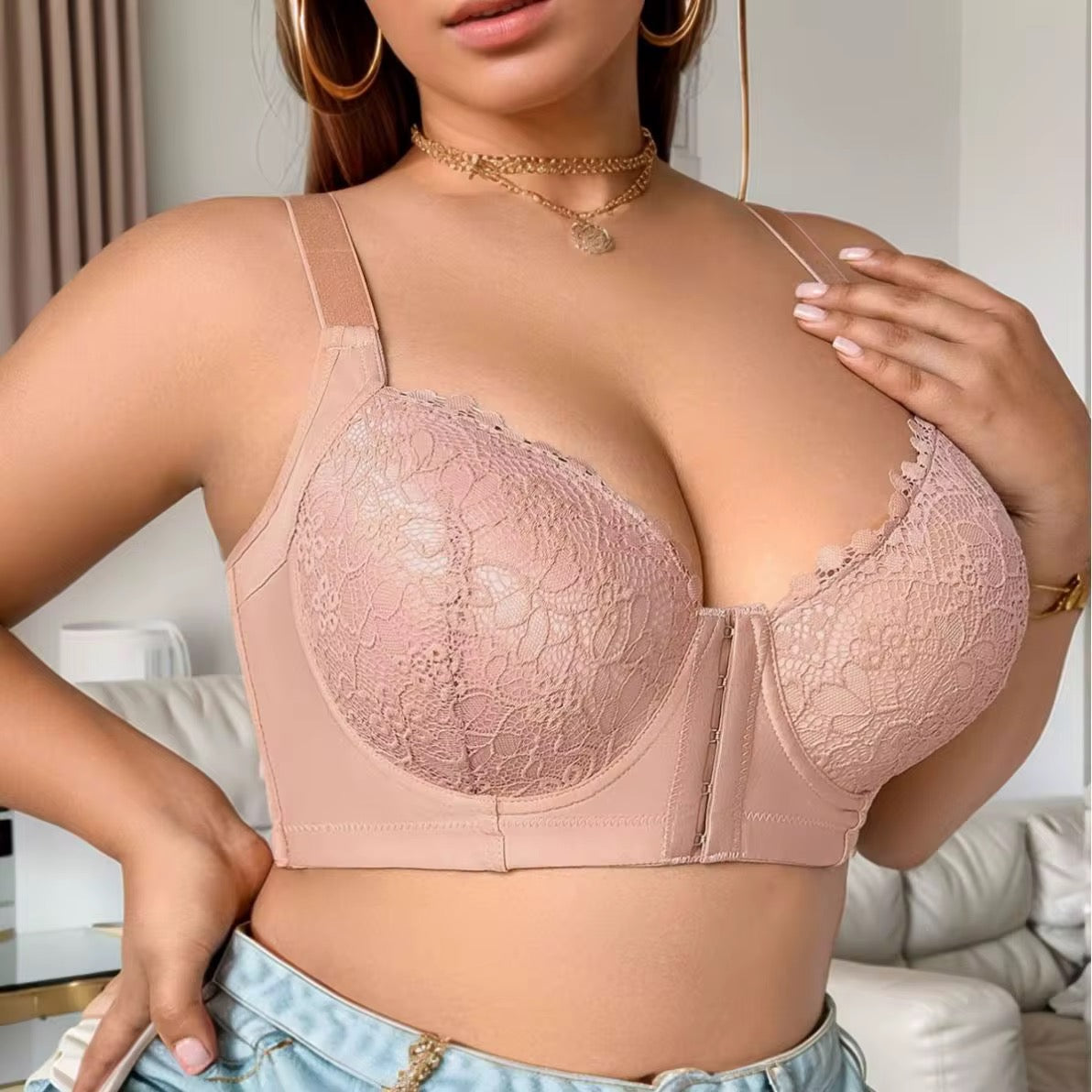 Intimate Heavy-Duty Alpha Plus-Size Front-Open Bra:  Extra Wide Straps Full Support & No-Bounce