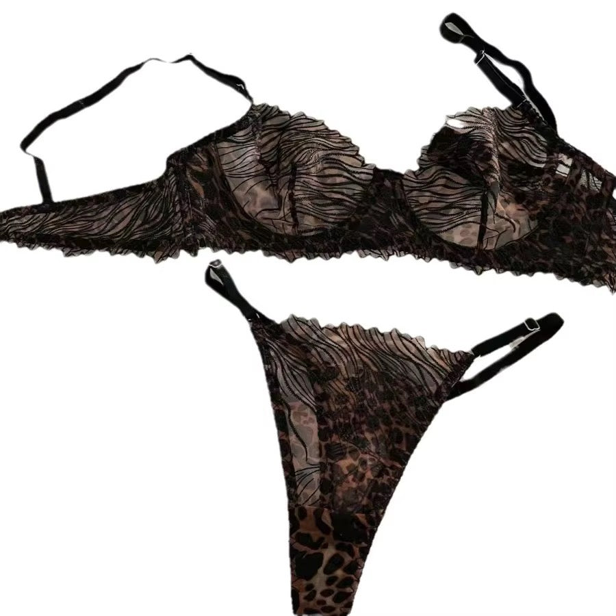Intimate Sheer Lace Lingerie Set: Unlined Bra & Thong