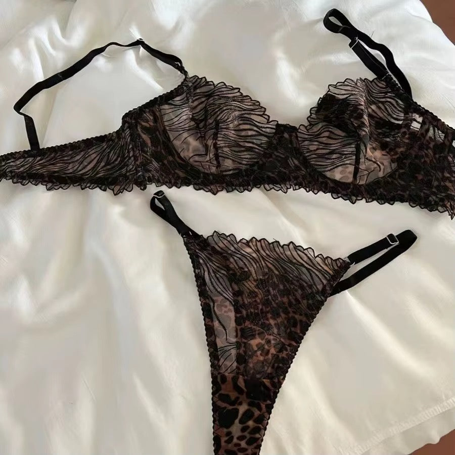 Intimate Sheer Lace Lingerie Set: Unlined Bra & Thong