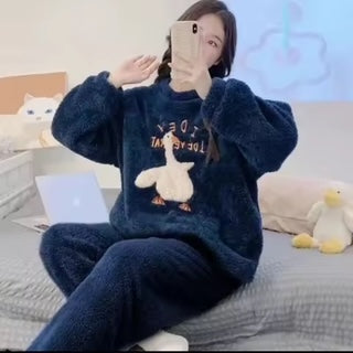 Intimate Goose Plush Pajama Set - Fuzzy Fleece Night Suit